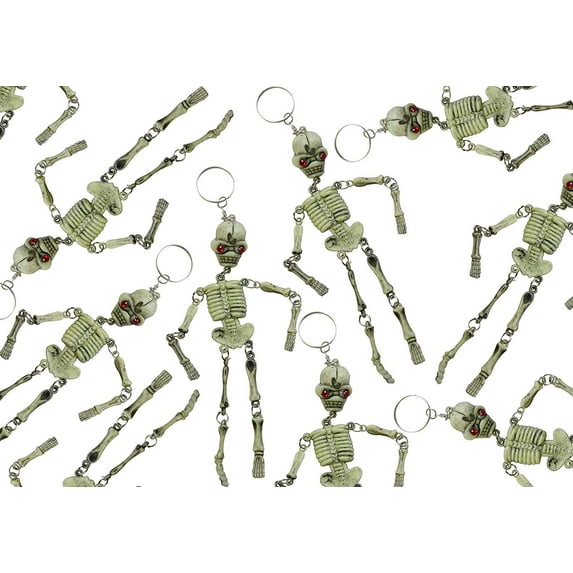 Bulk 12 Skeleton Keychains - Fidget Set for Doctors and Medical Professionals - Halloween Novelty Goodie Bag Filler Trick or Treat (1 DOZEN)