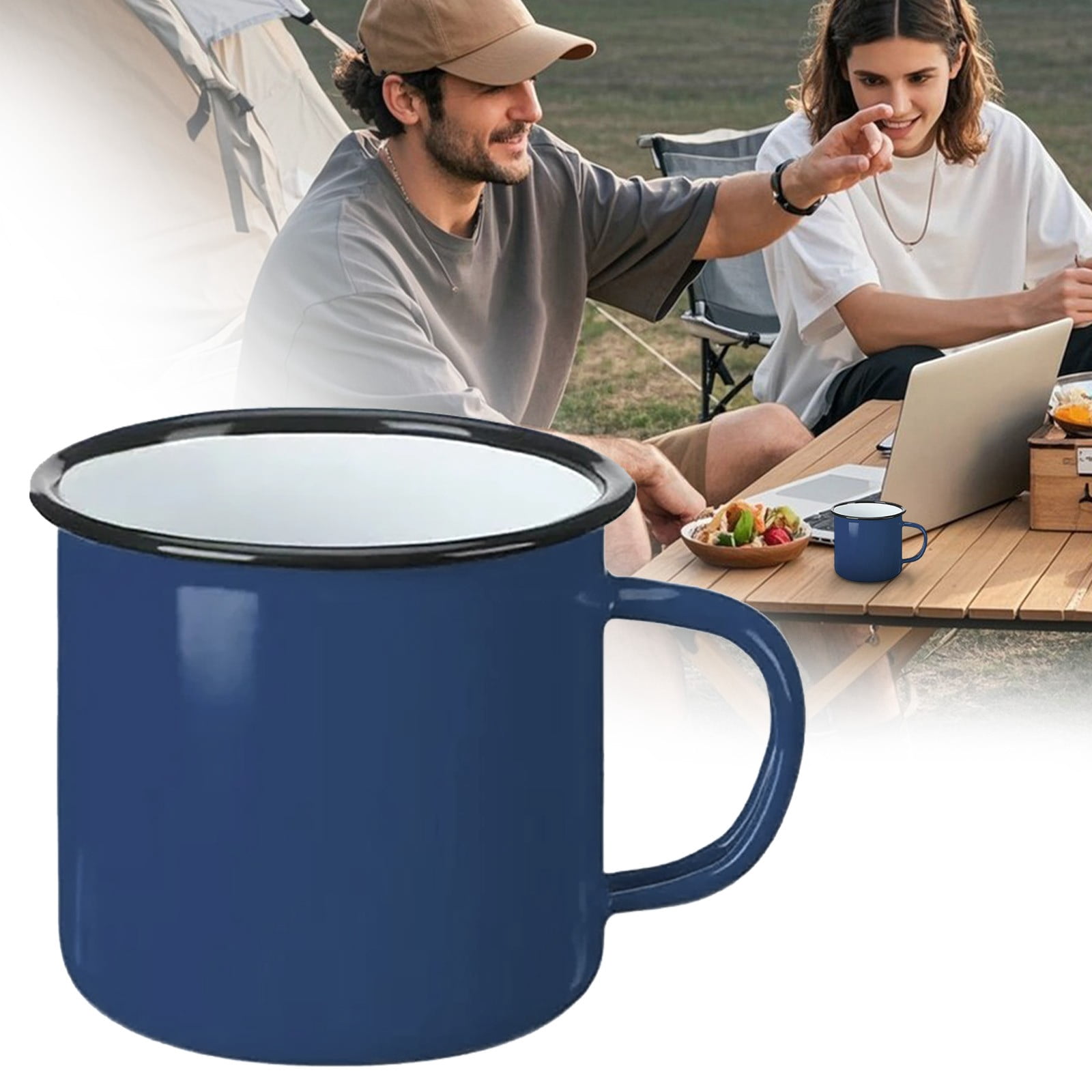 Bulk 12 oz Vintage Camping Mugs - Metal Handle Coffee Cups for ...