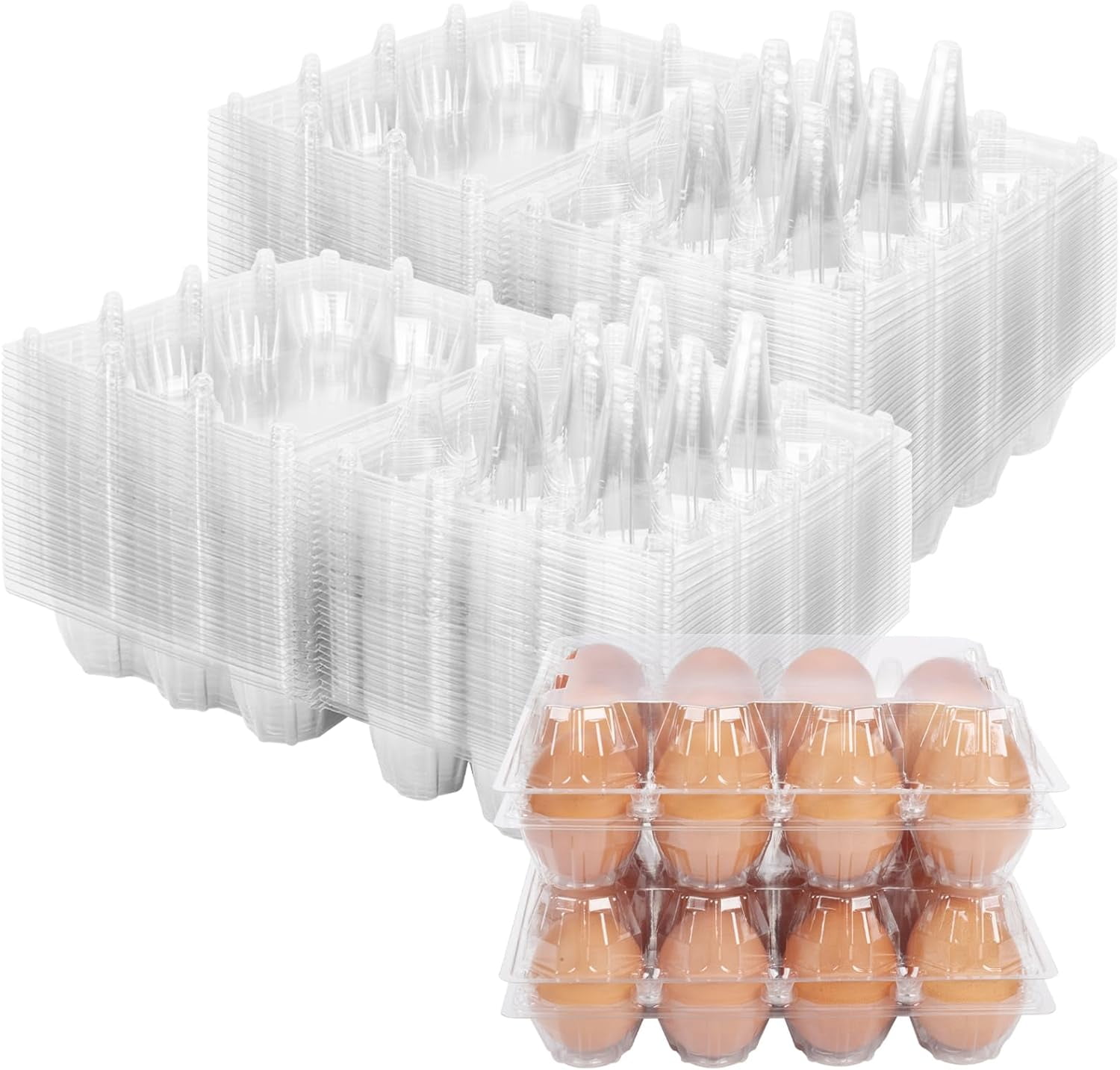 Bulk 120 Pack Egg Cartons, 12 Count Empty Egg Trays for Home Farm or Market Display, 2x6 Grid Design