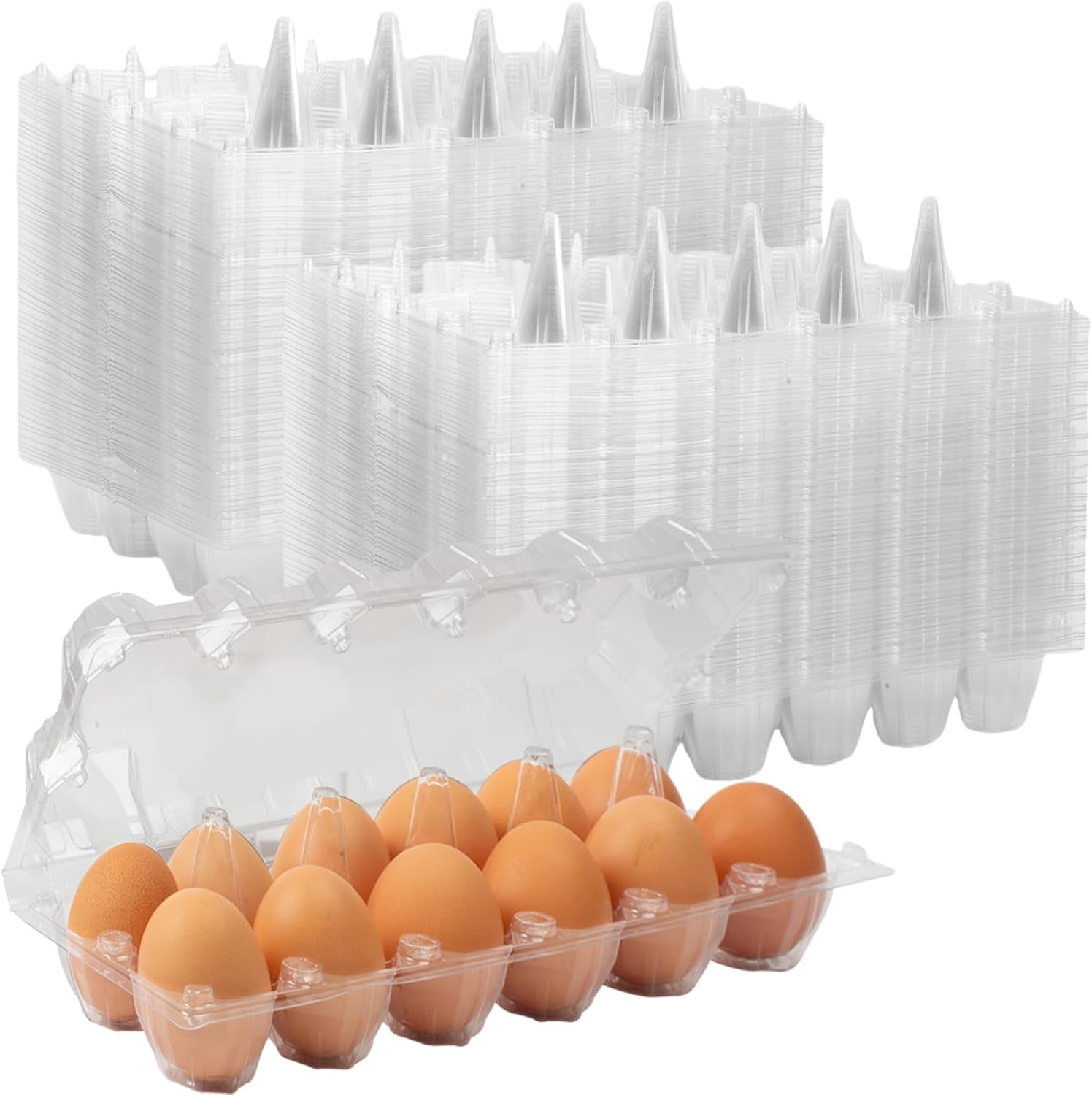 Bulk 120 Pack Egg Cartons, 12 Count Empty Egg Trays for Home Farm or Market Display, 2x6 Grid Design