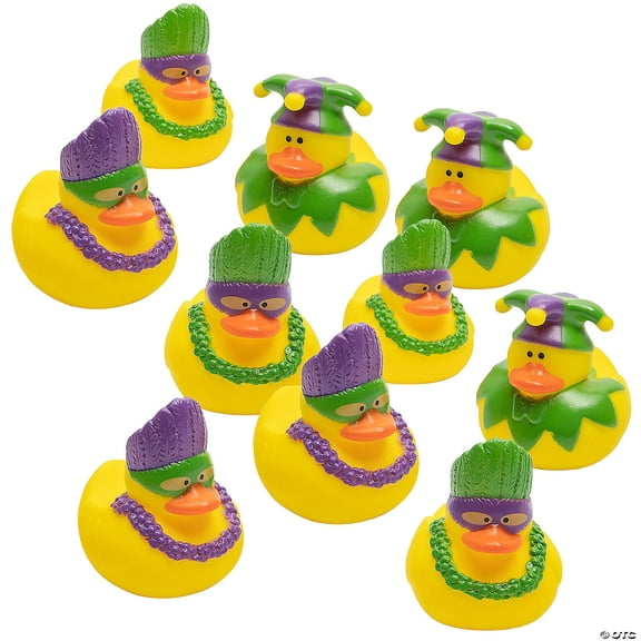 Bulk Set of Mardi Gras-Themed Rubber Ducks - 120 Pieces for Fun and Festive Prizes