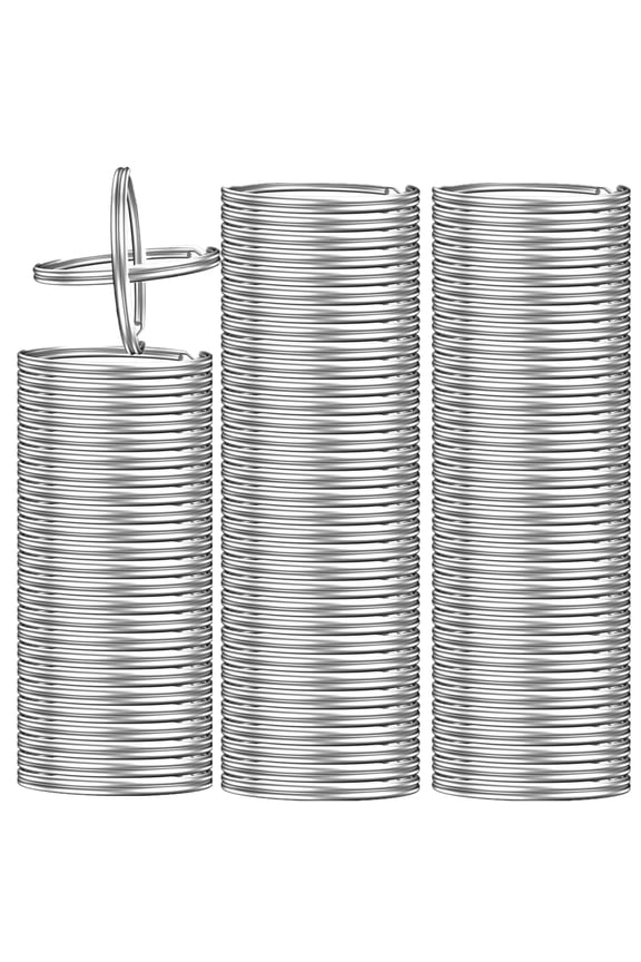 200PCS Metal Split Key Rings for Keys Crafts Jewelry Making, 25mm Bulk Keychain Accessories, Silver