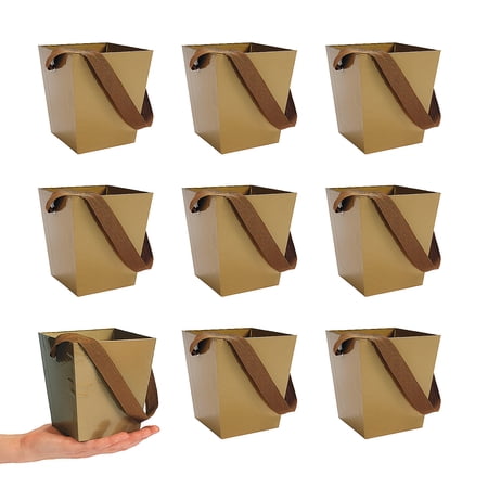 Bulk 24 Pieces Gold Cardboard Buckets with Ribbon Handles