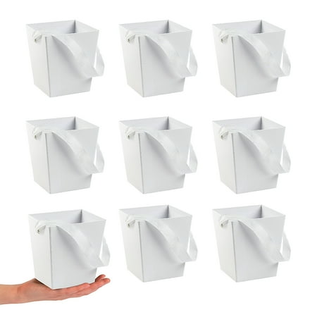 Bulk 24 Pieces White Cardboard Buckets with Ribbon Handles