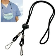 Bulk 25 Pack - Adjustable Length Face Mask Lanyard - Handy & Convenient Safety Mask Holder & Hanger - Comfortable Around The Neck Facemask Rest & Ear Saver - Easy On & Off by Specialist ID Black