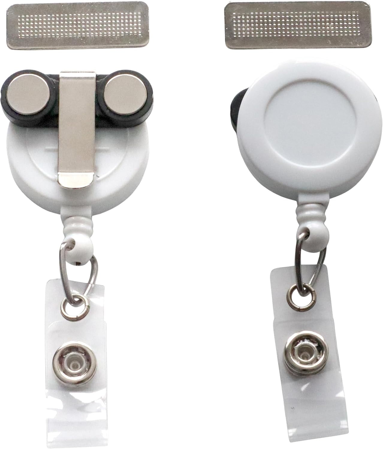 Bulk 25 Pack - Magnetic Name Badge Holder Retractable Badge Reel with Magnet Back - Retracting Magnetic Badge Lanyard ID Holder for Magnetic ID Badge Holder for Shirt or Lapel work Badges (White)