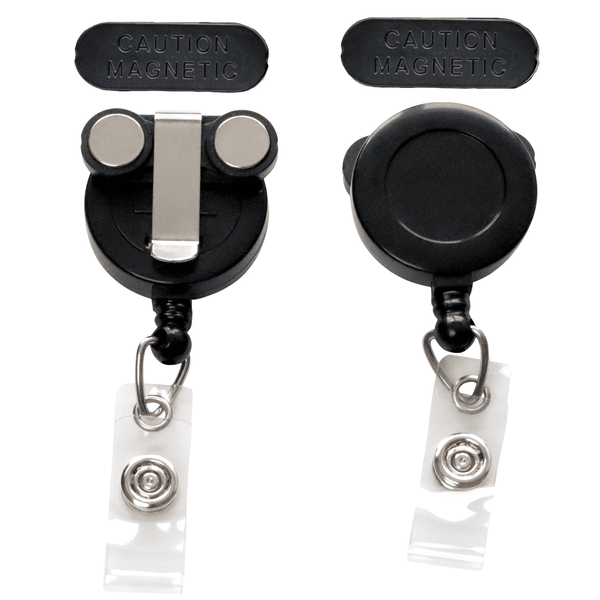 Bulk 25 Pack - Magnetic Name Badge Holder Retractable Badge Reel with Magnet Back - Retracting Magnetic Badge Lanyard ID Holder for Magnetic ID Badge Holder for Shirt or Lapel work Badges (Black)
