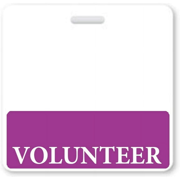 Bulk 25 Pack - Purple Volunteer Badge Buddy - Horizontal - Heavy Duty Spill Proof & Tear Resistant Cards - 2 Sided- Quick Role Identifier ID Buddies for Volunteers - USA Printed - by Specialist ID