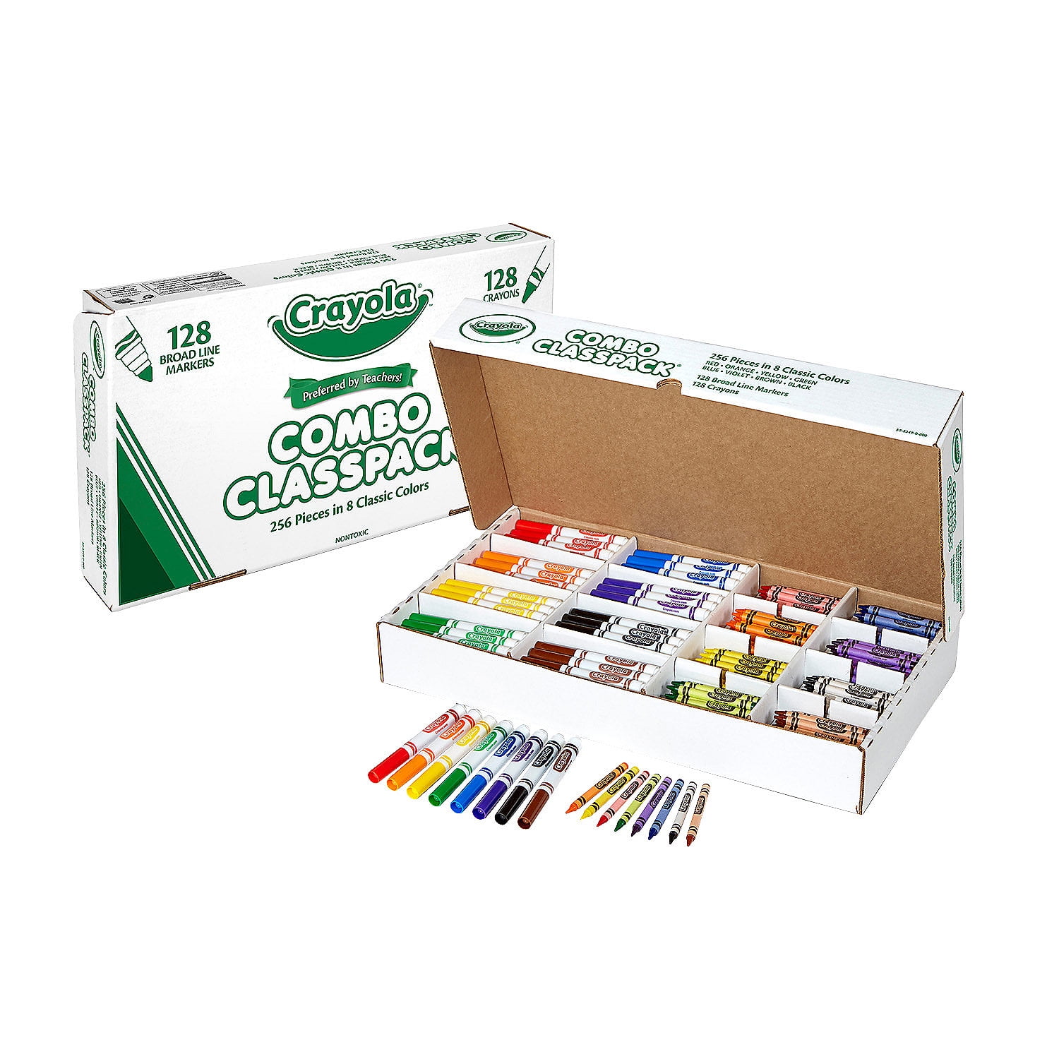 Bulk 256 piece Crayola Broad Line Marker & Crayon Combo Classpack - 8 Colors