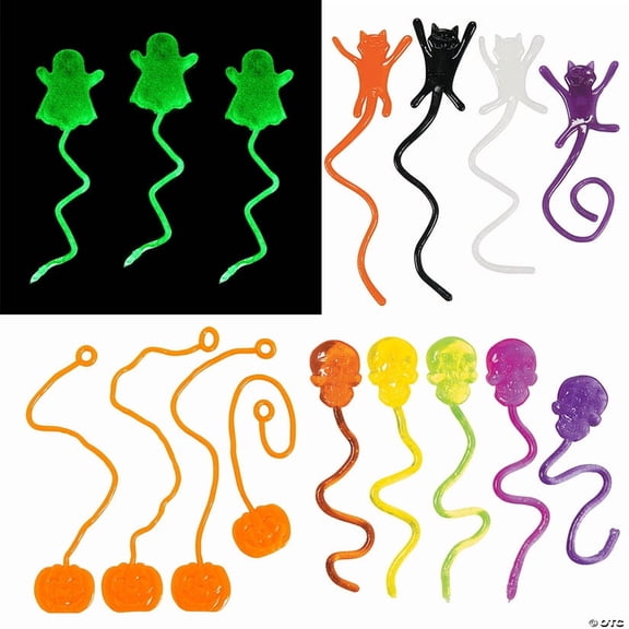 Bulk 288 Pieces Halloween Bright Color Rubber Sticky Hand Toys Assortment