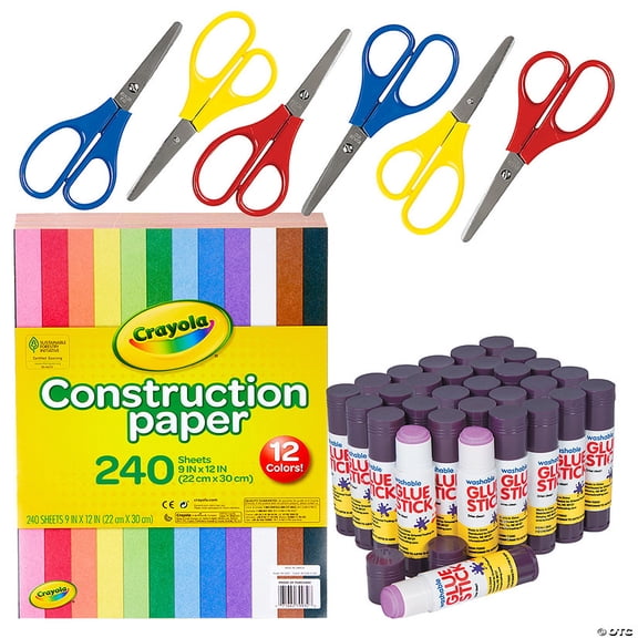 Bulk 294 Pieces Colorful Construction Paper Classroom Kit
