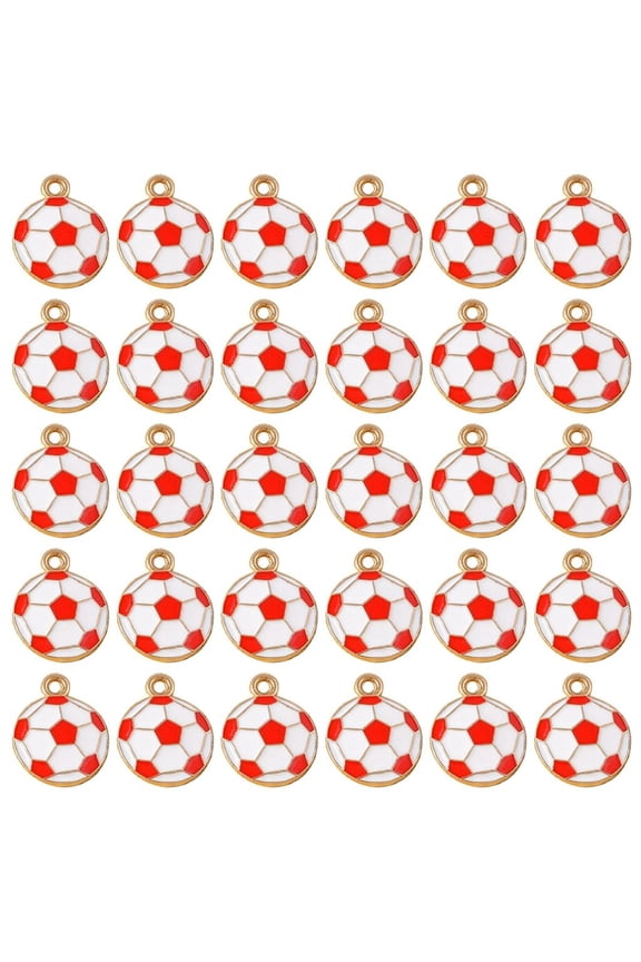 Bulk 30 Alloy Soccer Ball Trinkets Craft Charm For Sports Fans Jewelry Making