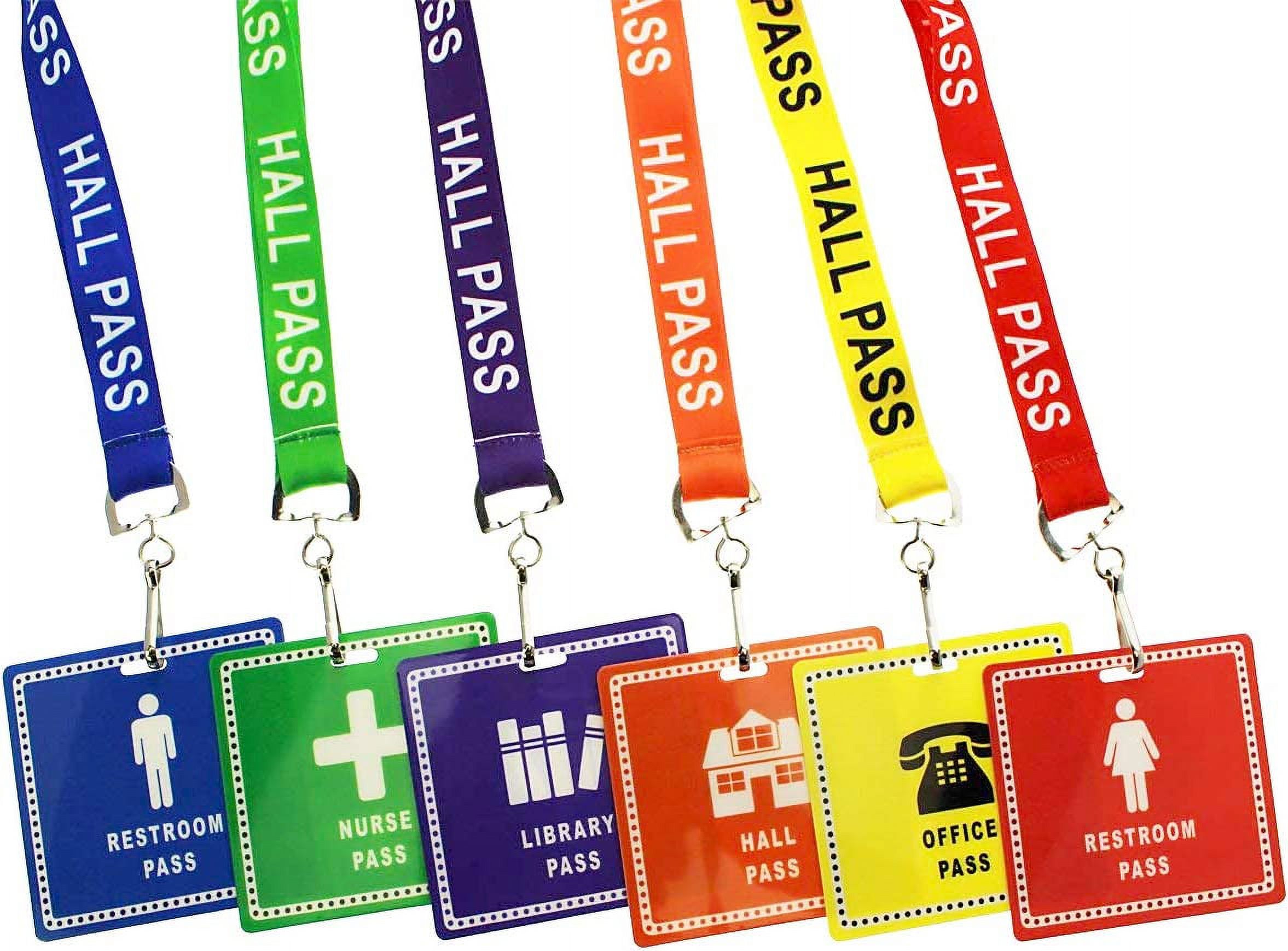 Bulk 36 Pack Student Hall Pass Lanyards with Unbreakable Card Passes