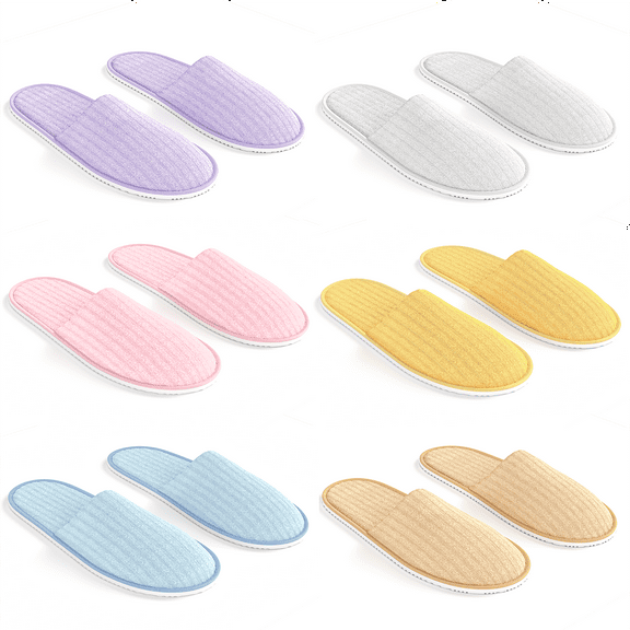 Bulk 48 Pairs Coral Non Slip Disposable Slippers Wholesale Bulk Hotel Slippers for Guests, Multicolor Reusable House Slippers, Indoor, Bathroom, Bedroom, Travel Slippers for Women, Men, Unisex