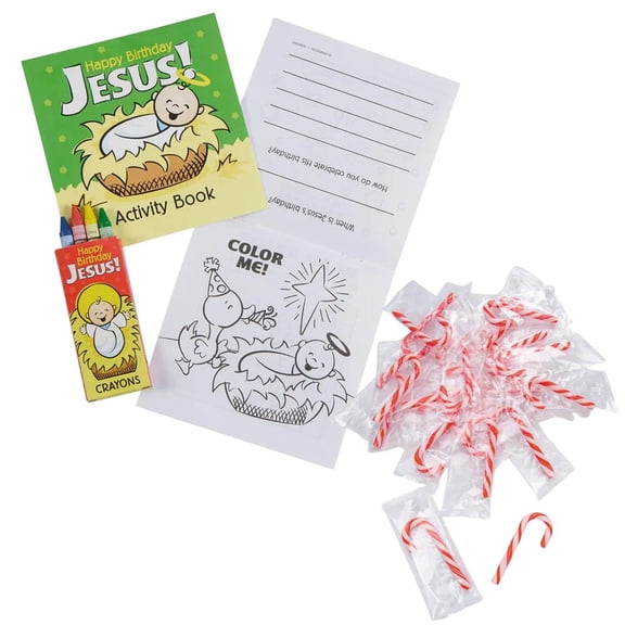 Fun Express Bulk 48 Pc. Christmas Candy Cane & Happy Birthday Jesus Activity Kit for 24