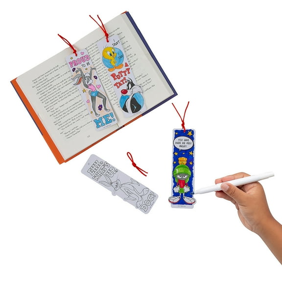 Bulk 48 Pc. Color Your Own Looney Tunes Bookmarks