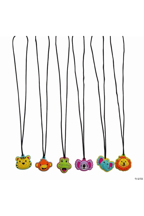 Bulk 48 Pieces Zoo Friends Animal Charm Necklaces