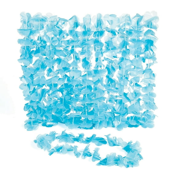 Bulk 48 Pieces Light Blue Flower Leis