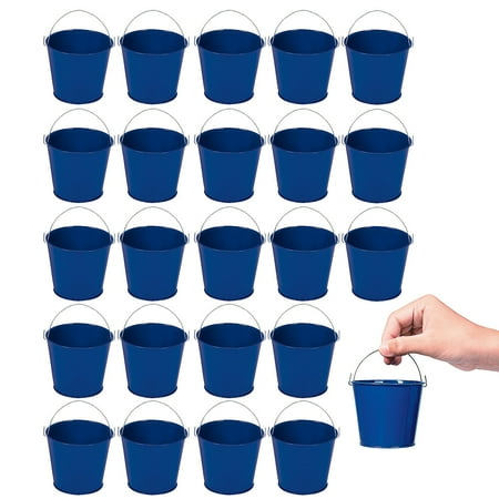 Bulk 48 Pieces Mini Blue Metal Pails