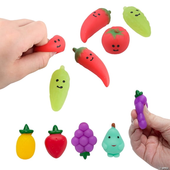 Bulk 48 Pieces Mini Fruit & Vegetable Mochi Squishies Assortment