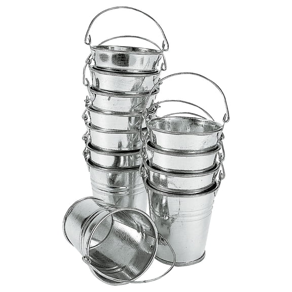 Bulk 48 Pieces Mini Galvanized Pails