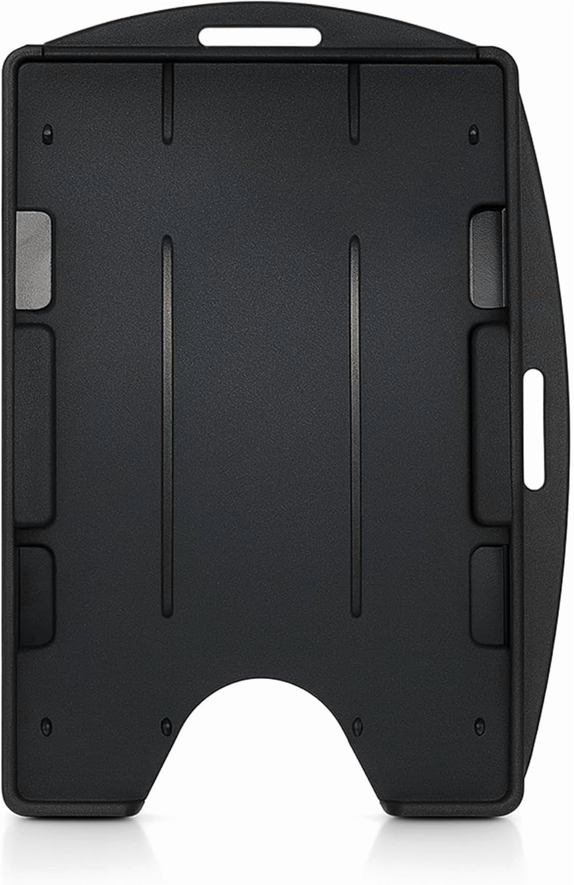 Bulk 50 Pack -  Black  Card ID Badge Holder - Holds 2 Cards - Rigid Hard Plastic - Double Sided Card Holder for Horizontal or Vertical Badges - Open Face Design
