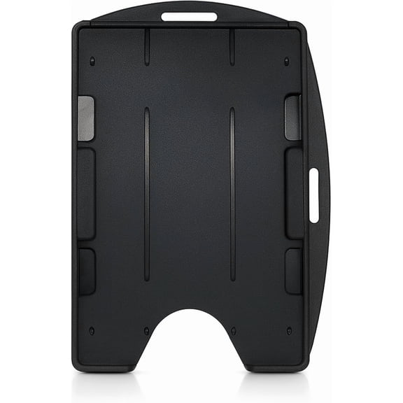 Bulk 50 Pack -  Black  Card ID Badge Holder - Holds 2 Cards - Rigid Hard Plastic - Double Sided Card Holder for Horizontal or Vertical Badges - Open Face Design