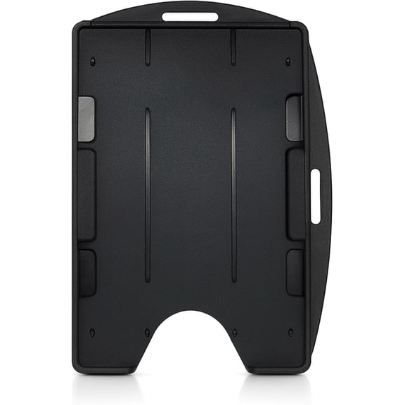 Bulk 50 Pack -  Black  Card ID Badge Holder - Holds 2 Cards - Rigid Hard Plastic - Double Sided Card Holder for Horizontal or Vertical Badges - Open Face Design