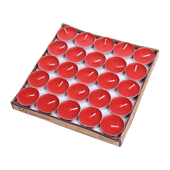 Bulk 50 Pack Classic Tea Light Candles, Colorful Unscented Paraffin Wax Tealights for Christmas Valentine's Easter Birthday Wedding Anniversaries Party Halloween and Home Decor