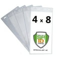 thumbnail image 1 of Bulk 50 Pack - Extra Large 4" X 8" Clear Plastic Ticket Holders (Really Big) 4X8 Inch Big Credential ID Protector Sleeves for Sporting Events and Concerts - 3 Top Lanyard Slots to Work w Any Lanyard, 1 of 7