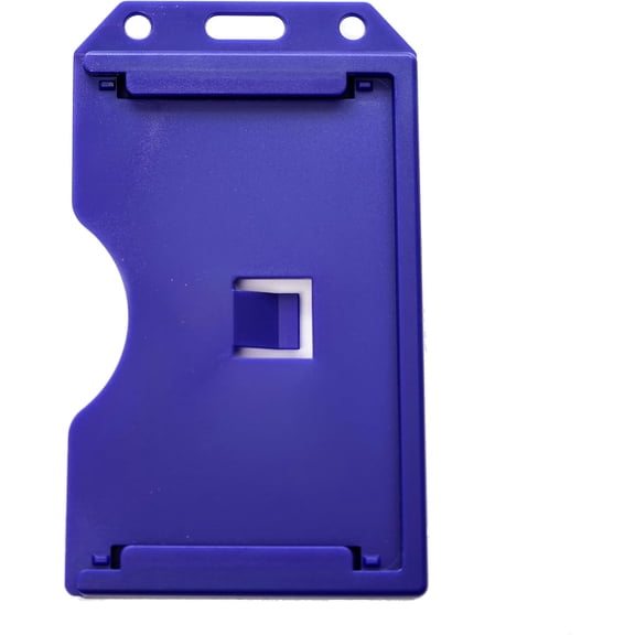Bulk 50 Pack - Heavy Duty 2-Sided Rigid Multi Card Holder - Hard Plastic Vertical ID Badge Holders for 2 Standard or Thick Prox Cards, Fuel Card, CAC, Work Badge, Credit Cards by Specialist ID (Blue)