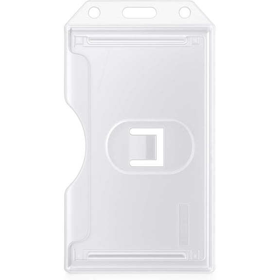 Bulk 50 Pack - Heavy Duty 2-Sided Rigid Multi Card Holder - Hard Plastic Vertical ID Badge Holders for 2 Standard or Thick Prox Cards, Fuel Card, CAC, Work Badge, Credit Cards by Specialist ID
