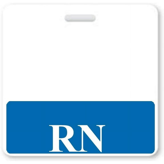 Bulk 50 Pack - RN Horizontal Badge Buddies for Nurses with Blue Border - for Easy Roll Recognition of Registered Nurses by Specialist ID