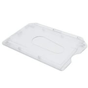 Bulk 50 Pack - Slim Heavy Duty Horizontal ID Badge Holders - Hard Plastic Holds 1 Card Clear Polycarbonate - Single CR80 30 Mil - Rigid Case Easy Access with Thumb Notch Dispenser by Specialist ID