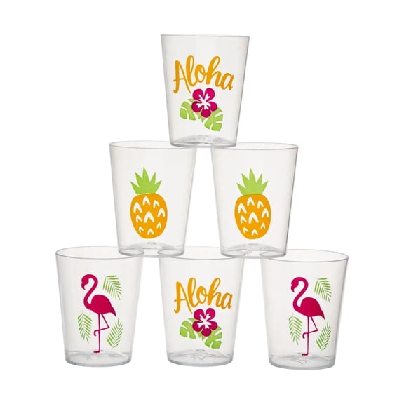 Bulk 50 Pc. Tropical Luau Plastic Shot Glasses