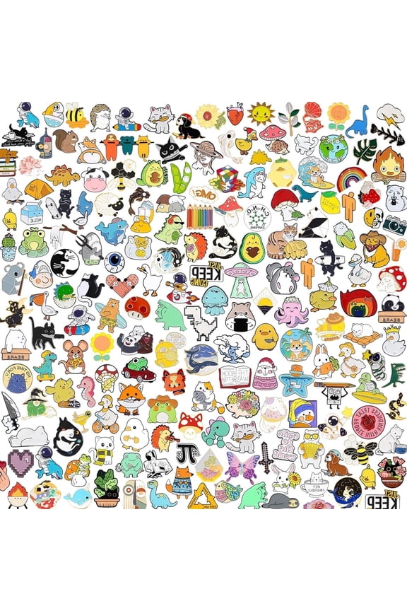 Bulk 50 Pcs Mixed Enamel Pins Set - Random Cute Animal, Plant & Food Designs - Distinctive Lapel Pins for Backpacks, Jackets, Hats, Party Favors & DIY Crafts