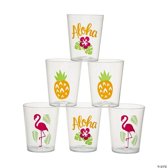 Bulk 50 Pieces Tropical Luau Plastic Shot Glasses
