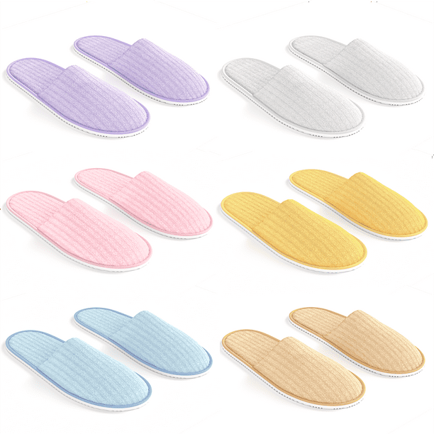 Bulk 6 Pairs Coral Non Slip Disposable Slippers Wholesale Bulk Hotel Slippers for Guests Multicolor Reusable House Slippers Indoor Bathroom Bedroom Travel Slippers for Women Men Unisex Walmart Busines...