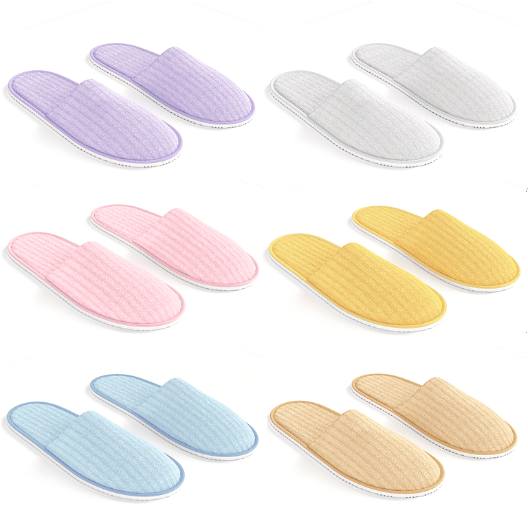 Copper Bulk 6 Pairs Coral Non Slip Disposable Slippers Wholesale Bulk Hotel Slippers for Guests Reusable House Slippers Indoor Bathroom Bedroom