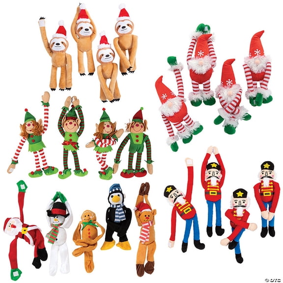 Bulk 60 Pieces Christmas Long-Arm Stuffed Characters Assortment