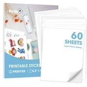 KOALA PAPER Printable Vinyl Sticker Paper for Laser Printers, Waterproof, White, 60 Sheets