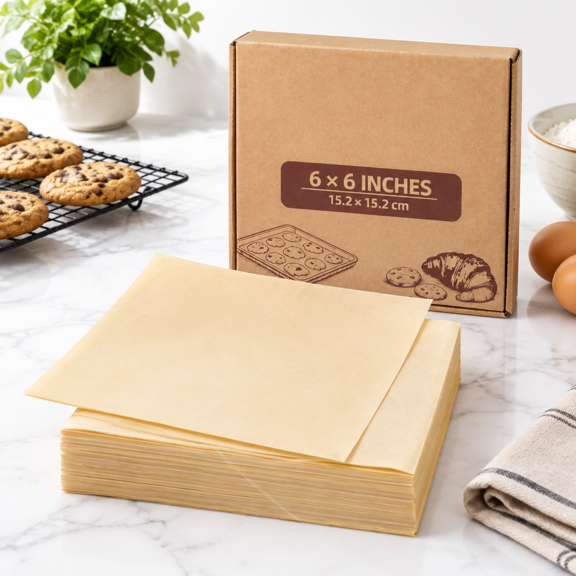 Bulk 6x6" 3200unbleached Food Grade Patty Paper Squares