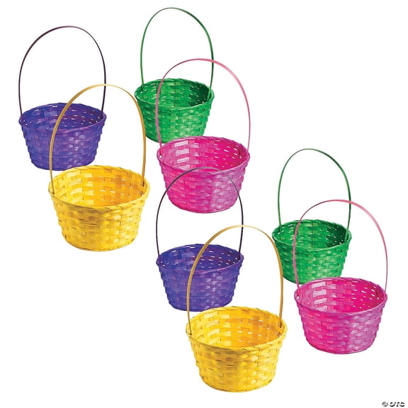 Vibrant Large Solid Color Bamboo Easter Baskets - 72 Pieces