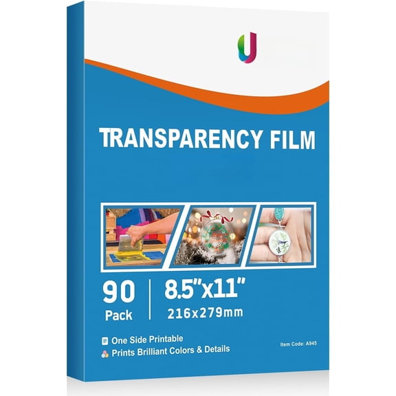 Bulk 90 Sheets Printable Transparency Film Acetate Clear Sheets for Crafts 8.5x11 OHP Overhead Projector Film For Inkjet Printer Quick-Dry