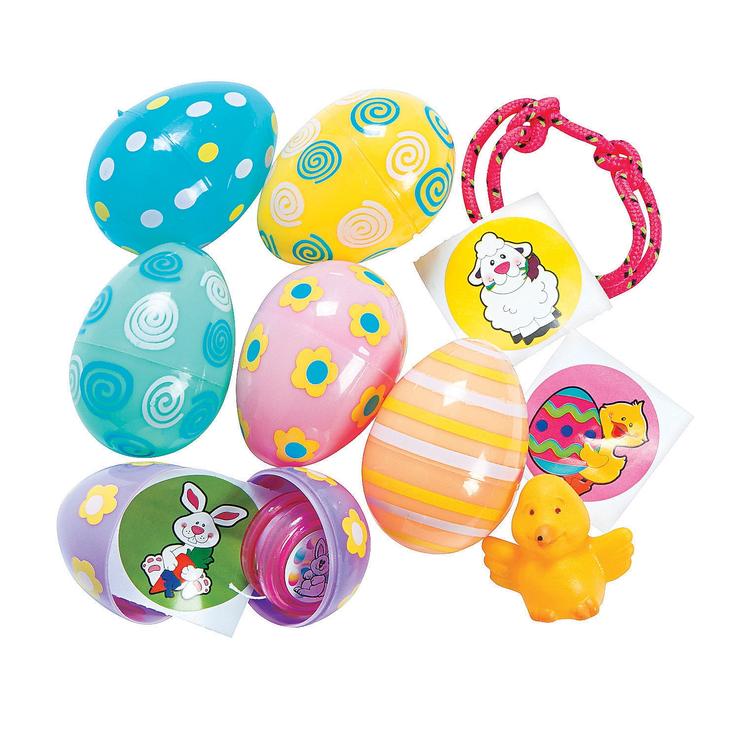 Bulk 96 Pieces 2 1/4" Value Pastel Patterned Toy-Filled Plastic Easter Eggs