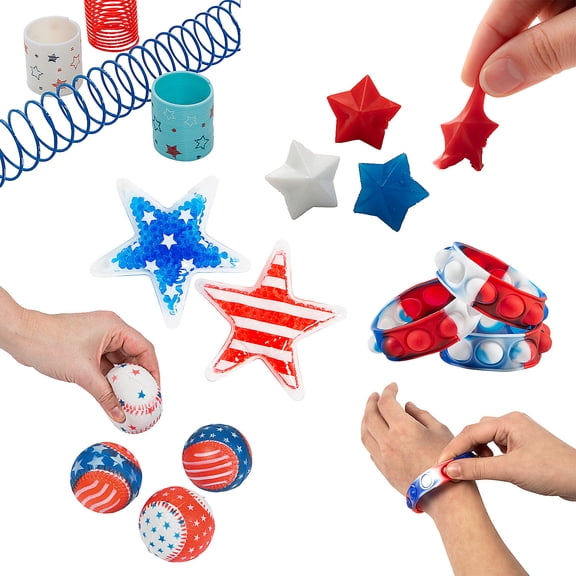 Bulk 96 Pieces Patriotic Sensory Toy Kit
