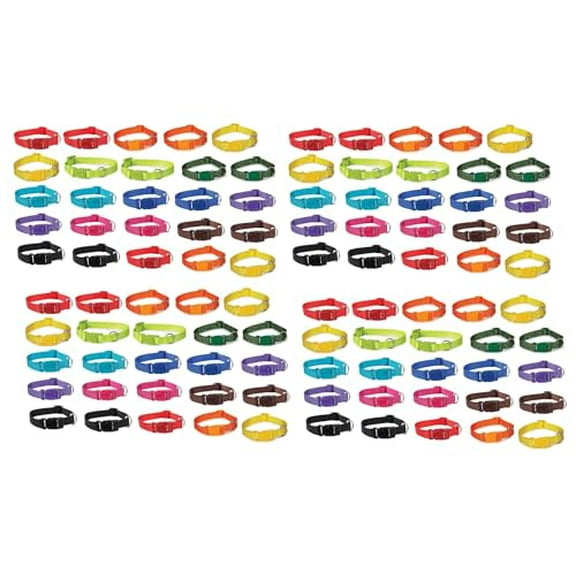 Bulk Adjustable Dog Collars Assorted Colors Vet Rescue Shelter and Donations Choose Size and Quantity (Large - 100 Pack)