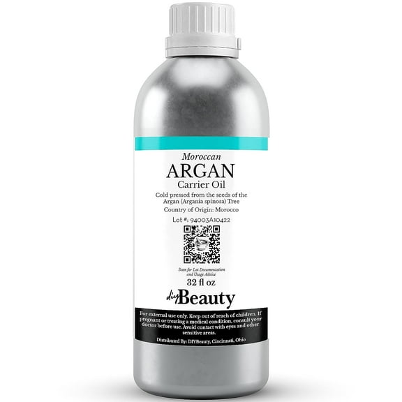 Bulk Argan Oil - Cold Pressed, 100% Pure - Light Aceite De Argan Carrier Oil - 32 fl oz by DIYBeauty