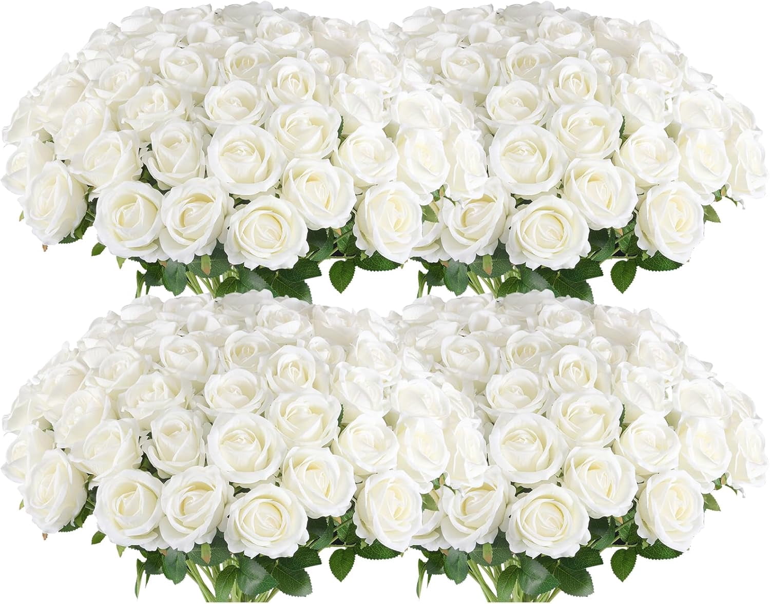 Bulk Artificial Roses, White Silk Fake Roses for Realistic Wedding ...