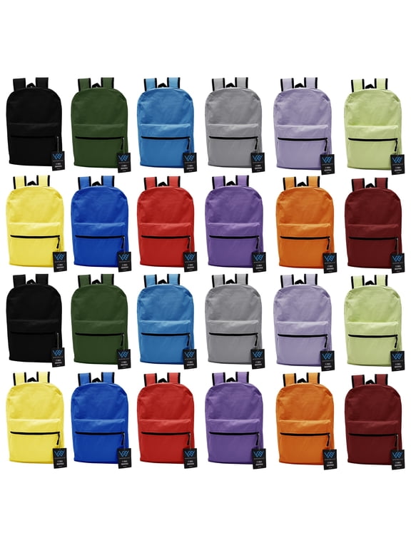 Bulk Backpacks, 24 Pack Zippered 17" Outdoor Travel Gym Corporate Events Bag